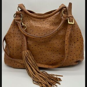 GILI Brown Leather Handbag with Tassel